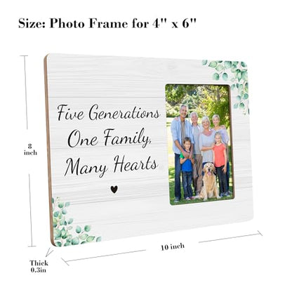 Five Generations Family Picture Frame, One Family Many Hearts, Fits 4x6 Photo - color: Gray