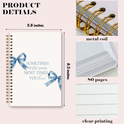 LRVSYUIN Coquette Blue Bow Notebook for Women, Christain Journal Gifts for Teen Girls, Preppy Spiral Notebook for Bible Study Note Taking - 5.5×8.3 - A01 - style: Christian Blue Bow