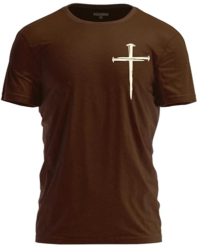 Christian Shirts for Men – Religious Jesus Shirt with Cross Graphic - color: Brown, size: Medium