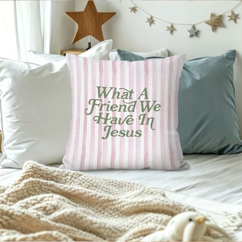 What a Friend We Have in Jesus Throw Pillow Cover 18x18 - color: Jesus-pink