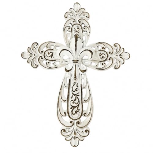 Comfy Hour 12 Inch Cross Wall Decor, Rustic White Cross for Wall