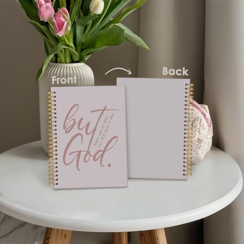 Wheatwin Bible Notebook, But God Christian Notebook Journal, Prayer Journal for Women, Christian Gifts for Men Women, Inspirational Christian Hardcover Spiral Notebook 5.5x8.3 - Pink - color: But god - Soft Nude Pink
