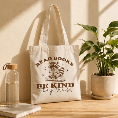 Reading Canvas Tote Bag, Read Books Be Kind Stay Weird, Cute Aesthetic Reading Accessories, Book Lovers Readers Gifts, Aesthetic Canvas Tote Bags, and Useful Gifts for Book Lovers - color: Style 16