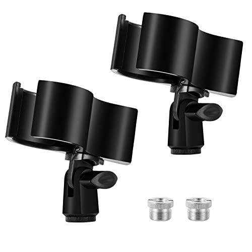 BILIONE Large Microphone Clips for Mics with Outer Diameter 1.26" to 2.3" - color: black, size: 2 Pack