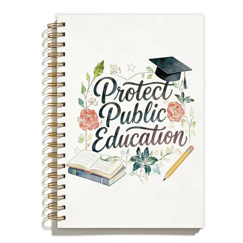 Retro Protect Public Education Teacher Spiral Notebook, Teacher Appreciation Gifts Notebooks for Note Taking, Teachers Graduation Gifts, Teachers Office Supplies, Coworker Gift, 5.5x8.3 Inch - color: Colour-5