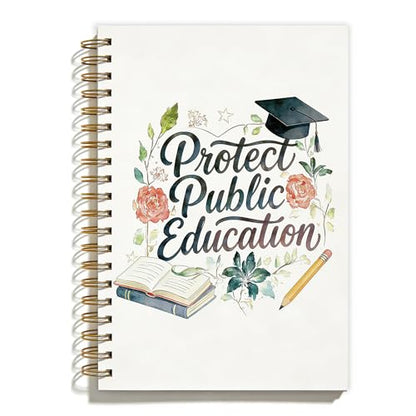 Retro Protect Public Education Teacher Spiral Notebook, Teacher Appreciation Gifts Notebooks for Note Taking, Teachers Graduation Gifts, Teachers Office Supplies, Coworker Gift, 5.5x8.3 Inch - color: Colour-5