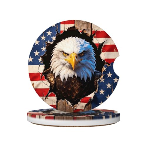 American Flag Car Cup Holder Coasters Absorbent Ceramic Coaster - color: Orange