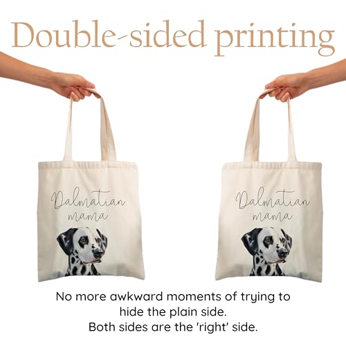 Dog Mom Canvas Tote Bag for Women, Reusable Cotton Shoulder Bag, Dog Lover Gift, Mother’s Day Pet Mom Shopping Tote - color: Dalmatian