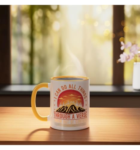I Can Do All Things Through A Verse Taken Out Of Context Ceramic Mug, Yellow/White, 11oz - color: Yellow/White, size: 11 Ounces