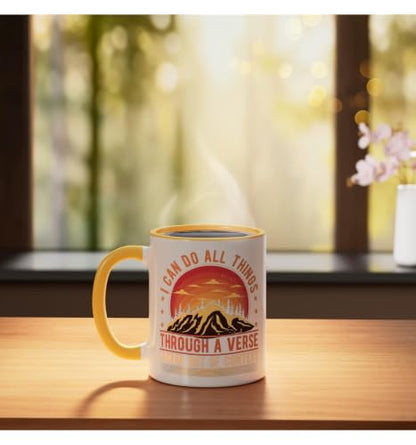 I Can Do All Things Through A Verse Taken Out Of Context Ceramic Mug, Yellow/White, 11oz - color: Yellow/White, size: 11 Ounces
