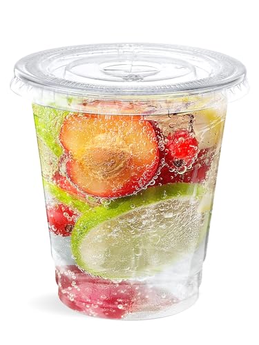 SHOPDAY Disposable Plastic Cups with Lids 8 oz Clear Plastic Cups 100 Pack, Cold Drink Containers Party Cups for Beverage Coffee Soda Juice Smoothie - size: 100 Count (Pack of 1)