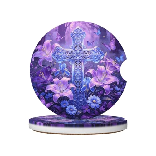 Magical Cross Car Cup Holder Coasters Absorbent Ceramic Coaster - color: Pink