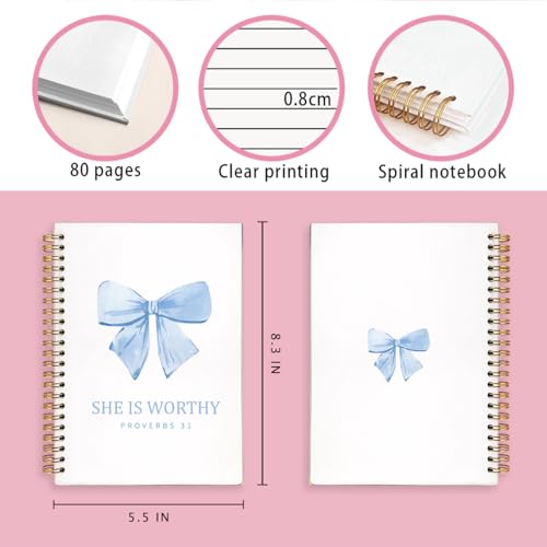 Cute Blue Bow She is Worthy Christian Notebook Journal for Women - color: Proverbs 31(blue)
