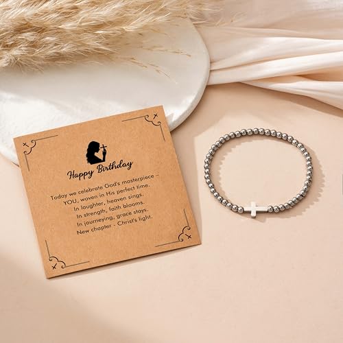 RZKING Cross Bracelet for Women, Christian Gifts for Women Friends Mom - style: Birthday