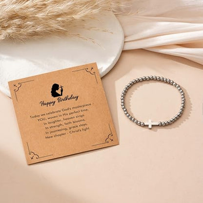 RZKING Cross Bracelet for Women, Christian Gifts for Women Friends Mom - style: Birthday