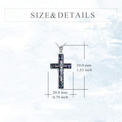 YFN Cross Necklace Sterling Silver Religious Cross Pendant Jewelry Christian Gifts for Women Men - style: A. Crucifix Abalone Shell
