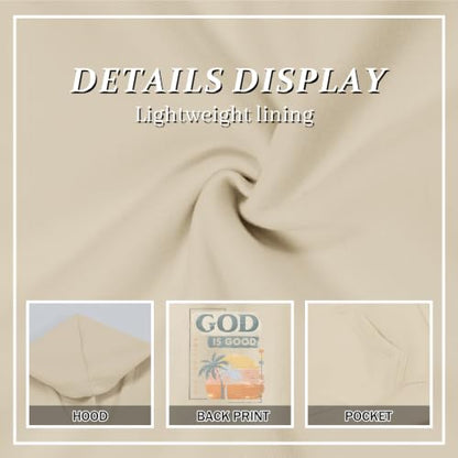 Fkatuzi Christian Graphic Hoodies For Boys Jesus God Is Good Hoodie Kids Faith Verse Bible God Religious Beach Pullover Tops - color: Apricot, size: 11-12 Years