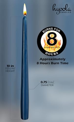 Hyoola Tall Taper Candles - 10 Inch Midnight Blue Unscented Dripless Taper Candles - 8 Hour Burn Time - 4 Pack - color: Midnight Blue, size: 10 Inch