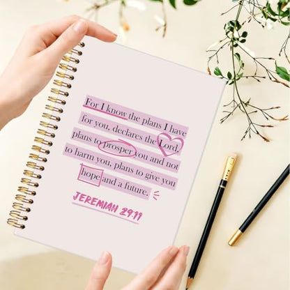 Christian Spiral Notebook, Jeremiah 29:11 Bible Journal for Women,A5 - color: Bible-Jeremiah 29:11