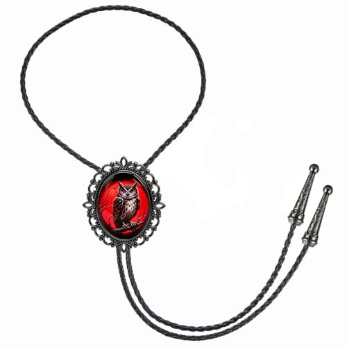 GelConnie Gothic Bolo Tie for Men Women 3D Art Western Cowboy Necktie - color: Owl Bolo Tie