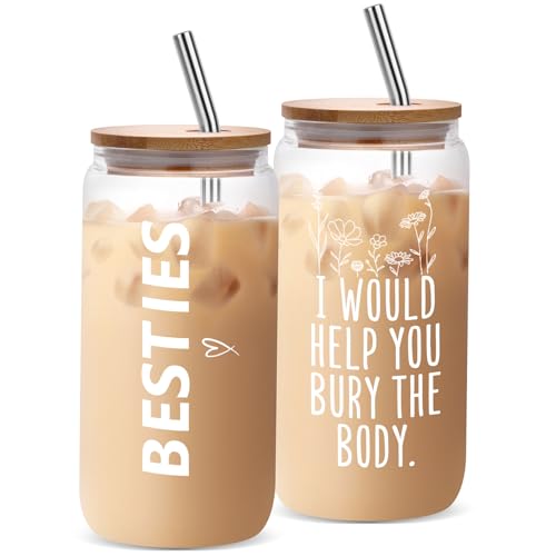 Funny Gifts for Women, Bestie Birthday Christmas Mothers Day Friendship Gift for Best Friend Soul Sister Mom BFF Coworker Glass Cup - color: BESTIE