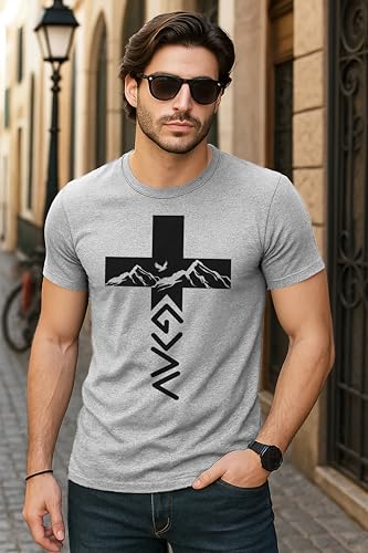 God Greater Than Highs and Lows Shirt – Inspirational Christian Faith Cross Tee - color: Light Gray, size: XX-Large