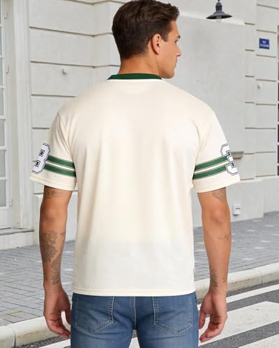 CHAIRAY Jesus Jersey Christian Football Jersey 33 Y2k Baggy Shirts Oversized V Neck Tee Tops for Women Men - color: 01 Apricot, size: X-Large