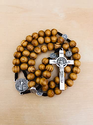 Handmade Olive Wood Catholic Rosary, Prayer Beads From Bethlehem Olive Wood Christian Prayer Beads Saint Benedict Rosary Christian Gift