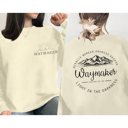 Pairxily Womens Christian Sweatshirt Inspirational Religious Faith Sweatshirts Graphic Crewneck Long Sleeve Shirts - color: Apricot, size: Medium