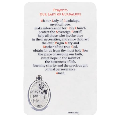 VILLAGE GIFT IMPORTERS Holy Prayer Card with Built-In Medal Pendant | Laminated Full-Color Prayer Card (Our Lady of Guadalupe Prayer Card with Medal) - color: Our Lady of Guadalupe Prayer Card with Medal