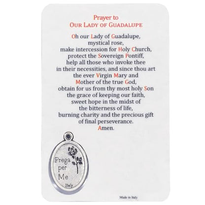 VILLAGE GIFT IMPORTERS Holy Prayer Card with Built-In Medal Pendant | Laminated Full-Color Prayer Card (Our Lady of Guadalupe Prayer Card with Medal) - color: Our Lady of Guadalupe Prayer Card with Medal