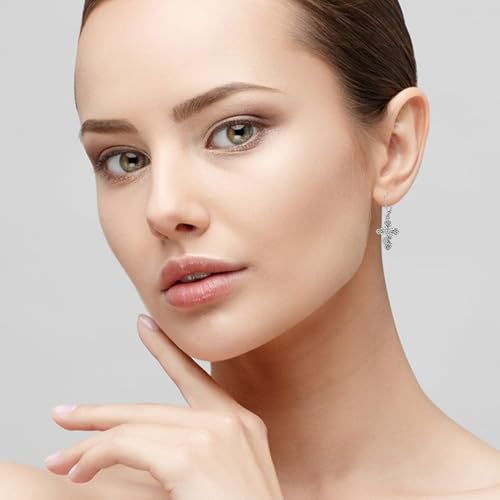 ONEFINITY Cross Earrings 925 Sterling Silver Sunflower Cross Dangle Earrings Religious Jewelry Gifts for Women