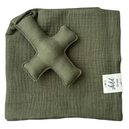 Cross Lovey, Cross Security Blanket, Christian Lovey, Christian Baby Gift, Baptism Gift, Easter Gift, Newborn Baby Gift, Blessing Blanket, Christian Gift (Olive) - color: Olive