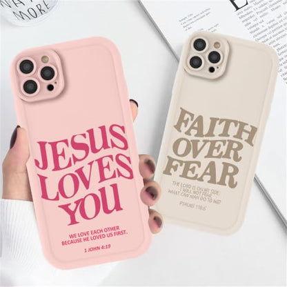 for iPhone 12 Pro Max 6.7'' 2 Pack Cute Christian Jesus Phone Case - color: Pink & Brown Jesus Faith Slogan, size: iPhone 12 Pro Max
