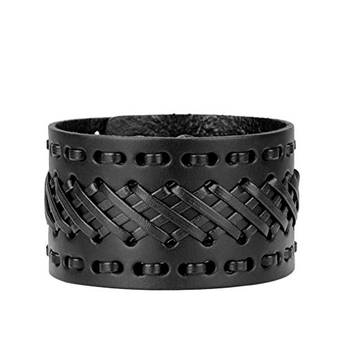 Jeilwiy Punk Rock Gothic Black Rivet Leather Spiked Necklace Collar Neckband Leather Choker Necklace for Women Mom Gifts Adjustable - color: braided bracelet