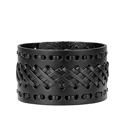 Jeilwiy Punk Rock Gothic Black Rivet Leather Spiked Necklace Collar Neckband Leather Choker Necklace for Women Mom Gifts Adjustable - color: braided bracelet