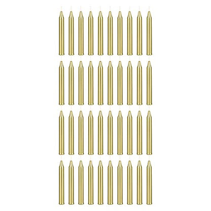 Mega Candles Unscented Mini Taper Chime Spell Candles 40 Count 4" x 1/2" - color: Gold, size: 40 Pieces