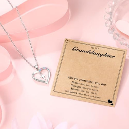 Cross Necklace for Girls- Child of God Gifts for Girls Jewelry - style: Granddaughter