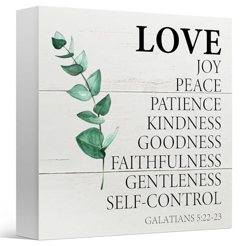 Fruit of the Spirit, Love Joy Peace Patience Sign, Christian Wooden Sign - color: Green