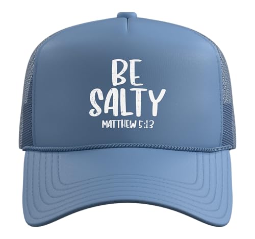 Be Salty Matthew 5:13 Bible Verse God Jesus Faith Christian Trucker Hat with Adjustable Mesh Back - color: Light Blue