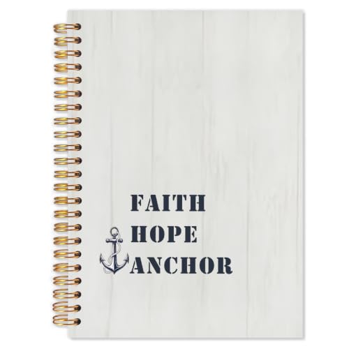 Nautical Anchor Christian Spiral Notebook 5.5x8.3 - color: White Nautical Anchor Christian