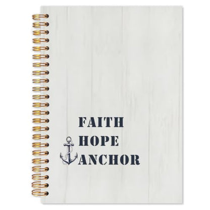 Nautical Anchor Christian Spiral Notebook 5.5x8.3 - color: White Nautical Anchor Christian
