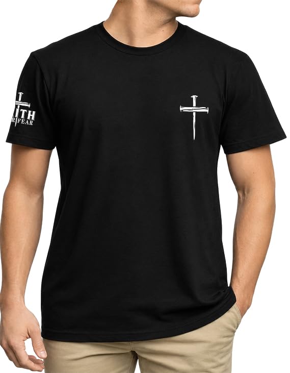 Christian Shirts for Men Jesus Faith Cross Tshirt Bible Verse Tee Tops - color: Black-c, size: Medium