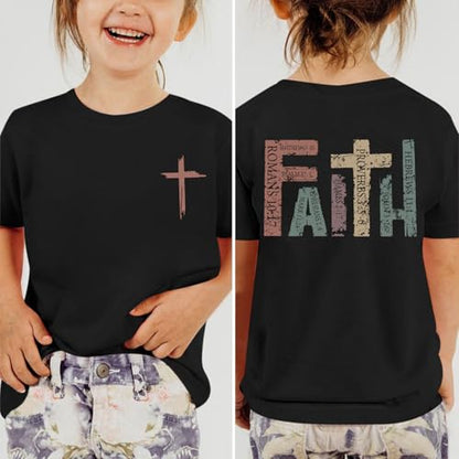 Jesus Shirt for Girls Christian Faith Tshirts Kids Cute Bible Verse Graphic Tees Inspirational God Religious Clothes - color: Black, size: 9-10 Years