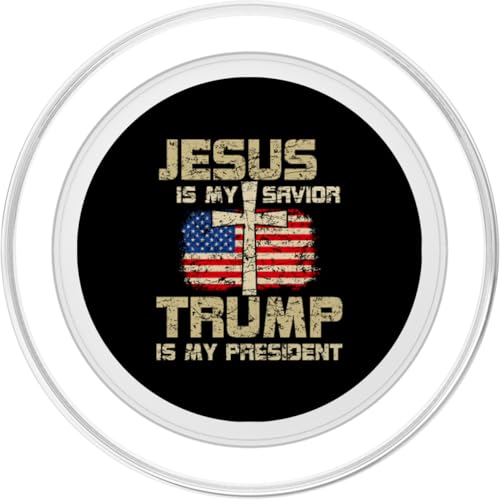Jesus is My Savior Trump is My President for Men Women PopSockets PopGrip for MagSafe - style: Magnetic PopGrip