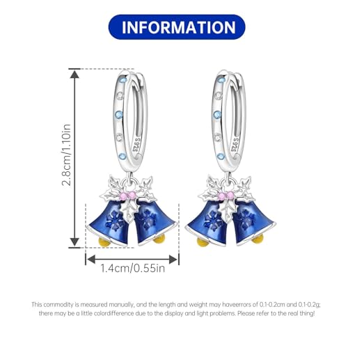 925 Sterling Silver Drop & Dangle Earrings for Women,Butterfly Dragonfly and Bee|Flower and leaf Earrings, Suitable for Sensitive Ears Fashion Jewelry Gift- Hypoallergenic Earrings - color: Blue Bell