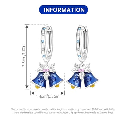 925 Sterling Silver Drop & Dangle Earrings for Women,Butterfly Dragonfly and Bee|Flower and leaf Earrings, Suitable for Sensitive Ears Fashion Jewelry Gift- Hypoallergenic Earrings - color: Blue Bell