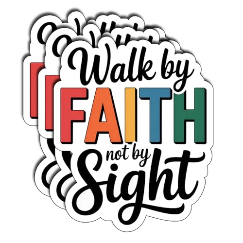 (3Pcs) Walk by Faith Not by Sight Stickers Inspirational Christian Faith Quote Motivational Gifts Waterproof Vinyl Decals for Laptop Water Bottle Car Size 3" x 2.2" - color: Walk By Faith Not By Sight