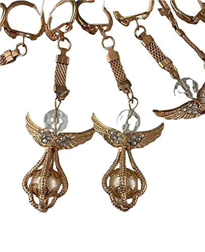 CLGIFT Set of 12 x Rhinestone Angel Keychains Favors Baptism First Communion Favor recuerditos Christening bautizo Favors/Religious Gift Favor (Angel Keychains)