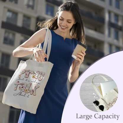 Chicimln Christian Goose Tote Bag, off to Praise the Lord Bible Verse Canvas Tote Bags - color: White 03